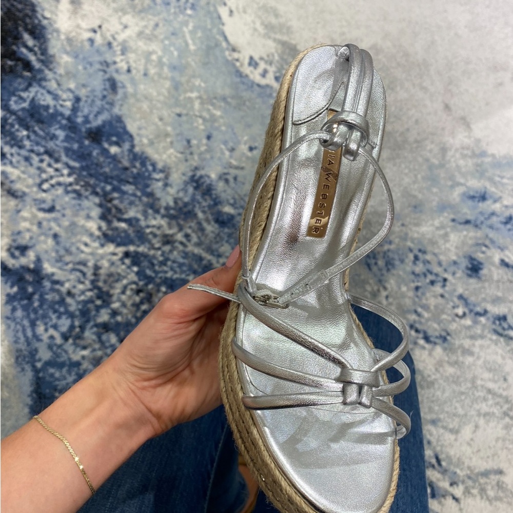 Sophia Webster Metallic Silver Wedge Nappa Sandals - Picture 2 of 6